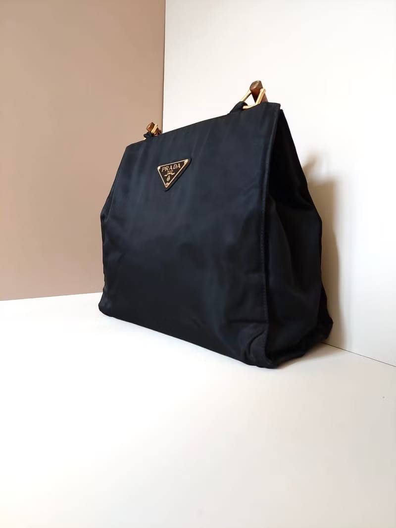 Second-hand Prada black bamboo side shoulder bag/tote bag