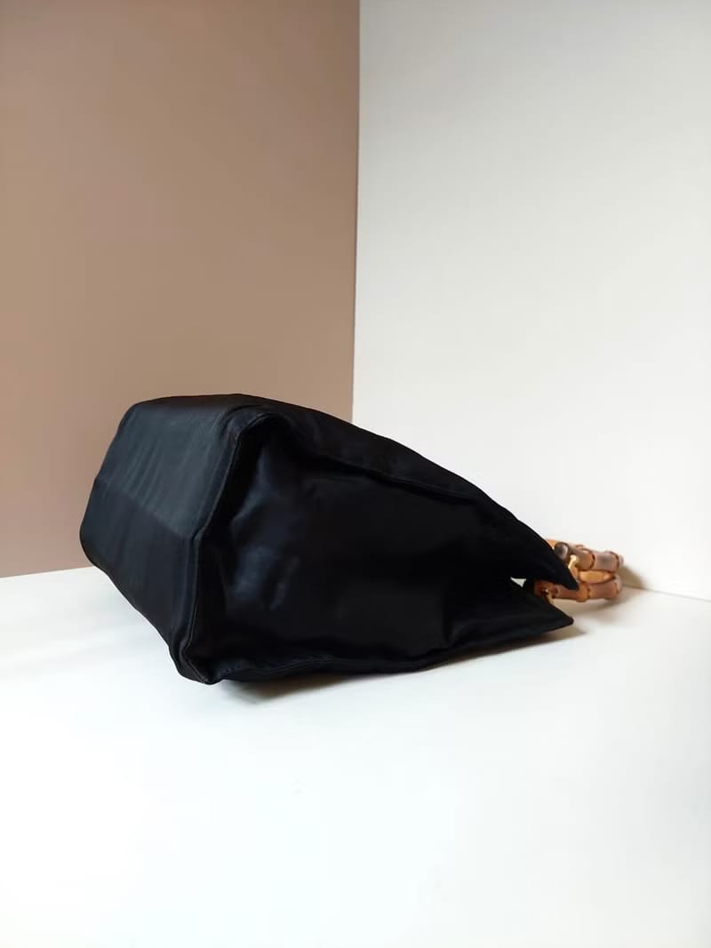 Second-hand Prada black bamboo side shoulder bag/tote bag