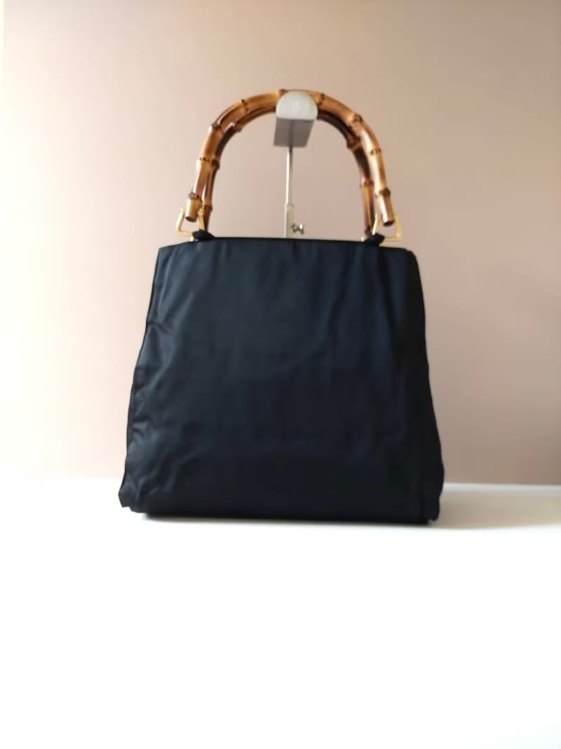 Second-hand Prada black bamboo side shoulder bag/tote bag