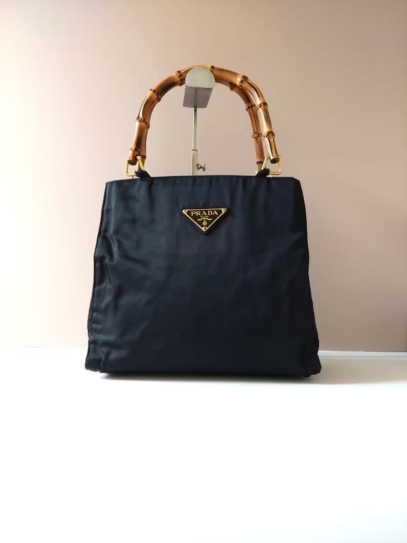Second-hand Prada black bamboo side shoulder bag/tote bag