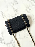 Second-hand Chanel Black Caviar Crossbody Bag/Side Bag/Medium-Short Clip Handbag