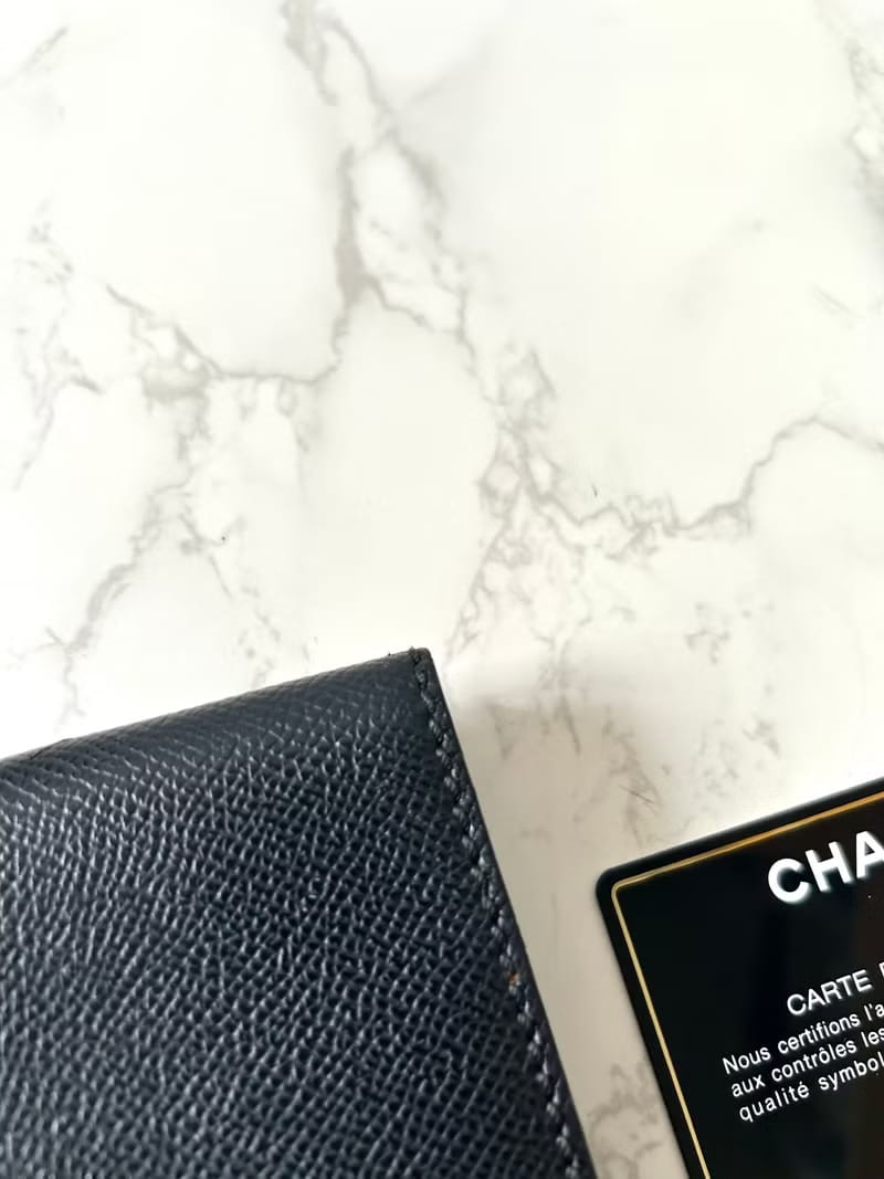 Rare second-hand Chanel black leather gold buckle short wallet/wallet/small purse/clutch