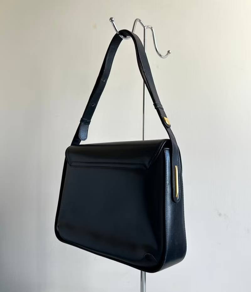 【LA LUNE】Rare second-hand Celine navy blue Arc de Triomphe leather shoulder bag/shoulder bag