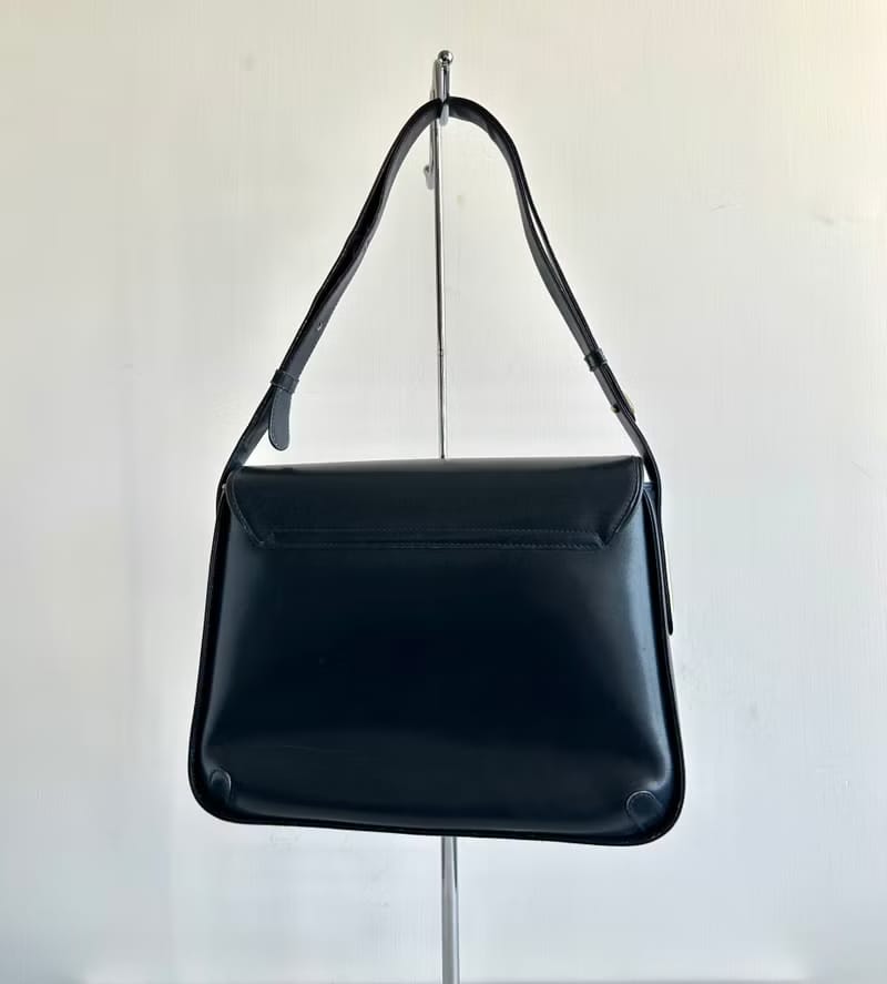 【LA LUNE】Rare second-hand Celine navy blue Arc de Triomphe leather shoulder bag/shoulder bag
