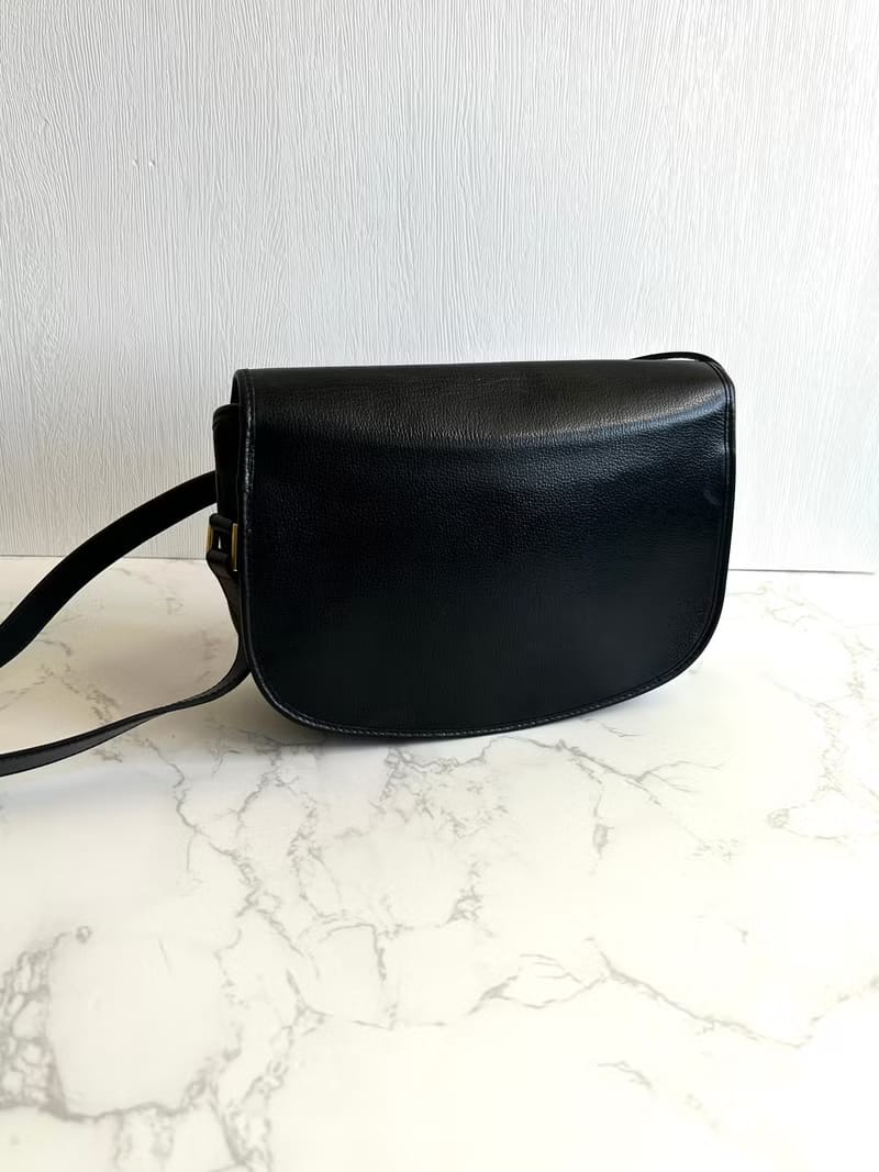 Second-hand Dior black saddle leather shoulder bag/crossbody bag handbag