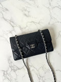 【LA LUNE】Secondhand Chanel black caviar leather WOC handbag side backpack crossbody bag/long wallet/shoulder bag
