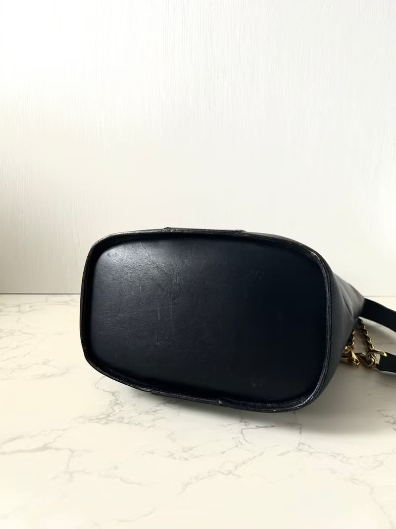 中古CELINE黑色水滴鏈水桶包/側背包/斜背包