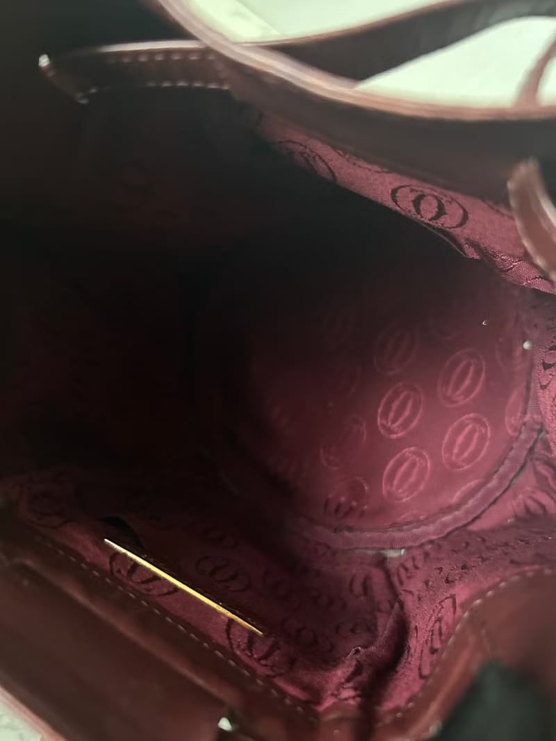 Second-hand Cartier burgundy shoulder bag/crossbody bag/drawstring small bucket bag