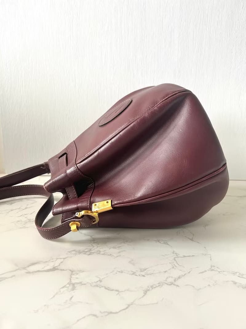 Second-hand Cartier burgundy shoulder bag/crossbody bag/drawstring small bucket bag