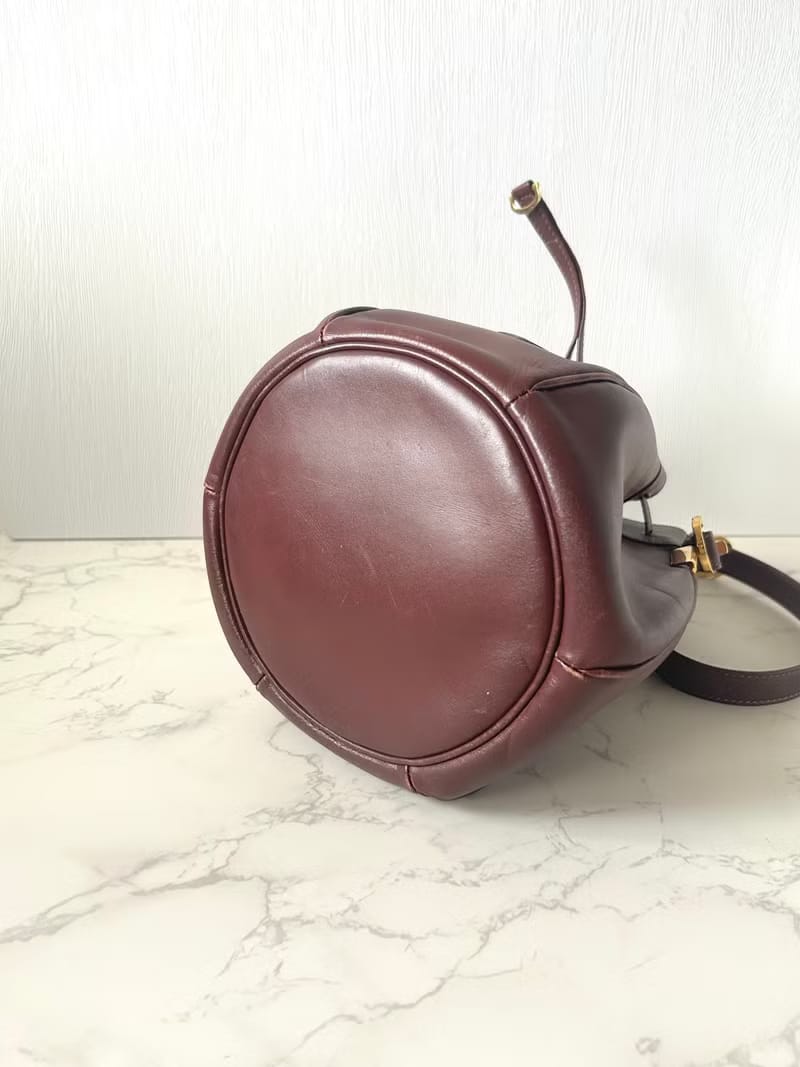 Second-hand Cartier burgundy shoulder bag/crossbody bag/drawstring small bucket bag