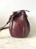 Used Cartier Burgundy Must De Cartier Bucket Bag / Shoulder Bag / Crossbody Bag