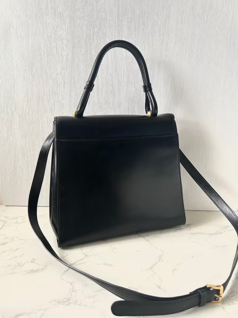Rare second-hand Loewe black gold buckle Kelly shoulder bag/crossbody bag/shoulder bag