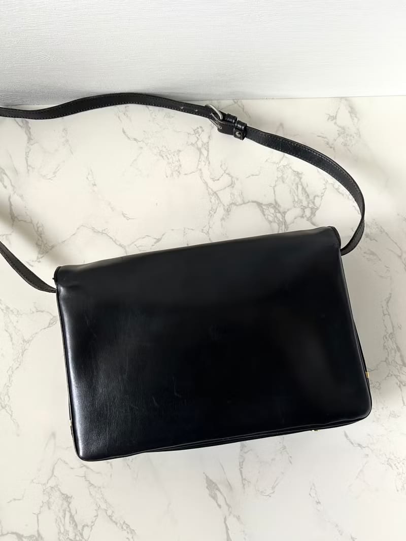 Rare second-hand Loewe black simple side backpack/crossbody bag/shoulder bag