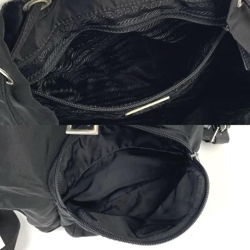 【LA LUNE】Second-hand Prada black triangle nylon shoulder bag/backpack/backpack