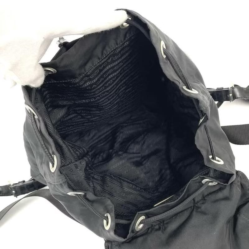 【LA LUNE】Second-hand Prada black triangle nylon shoulder bag/backpack/backpack