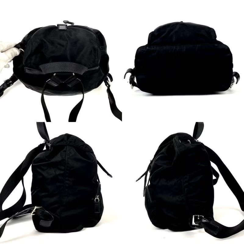 【LA LUNE】Second-hand Prada black triangle nylon shoulder bag/backpack/backpack