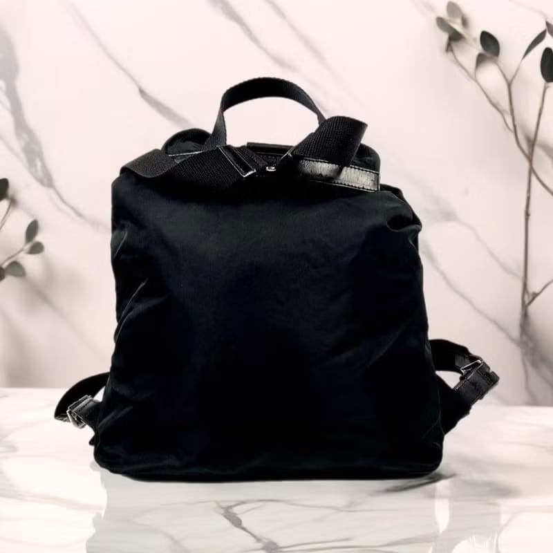 【LA LUNE】Second-hand Prada black triangle nylon shoulder bag/backpack/backpack