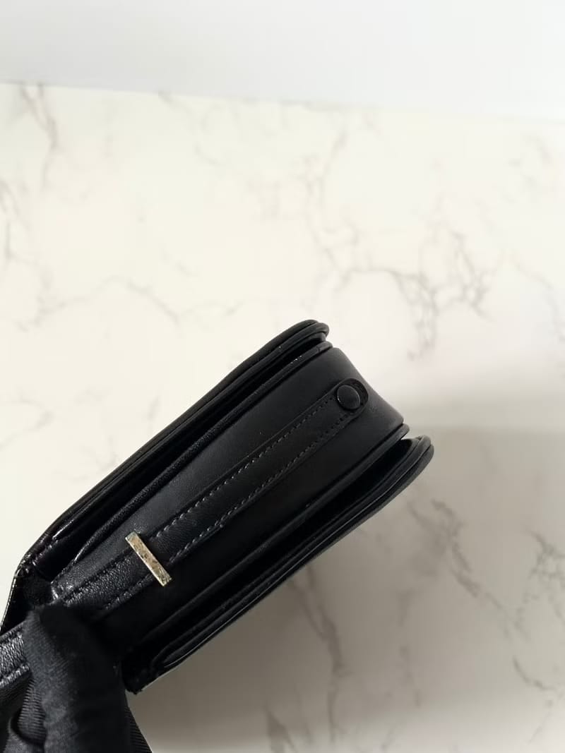 Rare Celine Large Arc de Triomphe Buckle Saddle Black Leather Side Bag/Messenger Bag