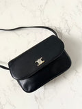 Rare Celine Large Arc de Triomphe Buckle Saddle Black Leather Side Bag/Messenger Bag