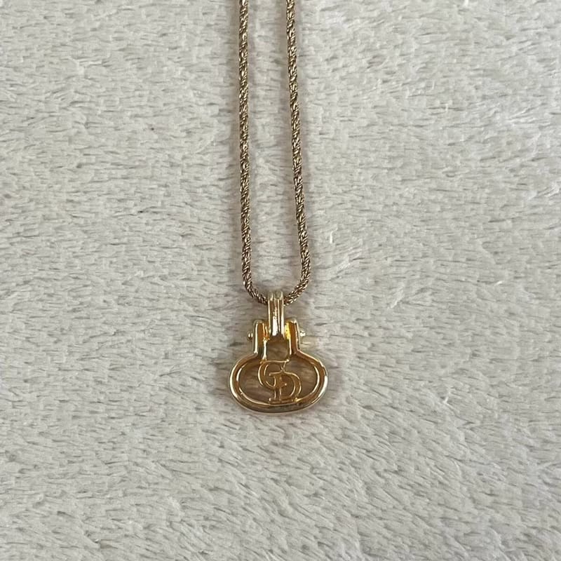 Dior小金鎖簡約金色復古vintage頸鏈
