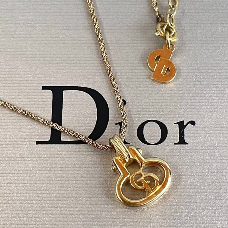 Dior小金鎖簡約金色復古vintage頸鏈