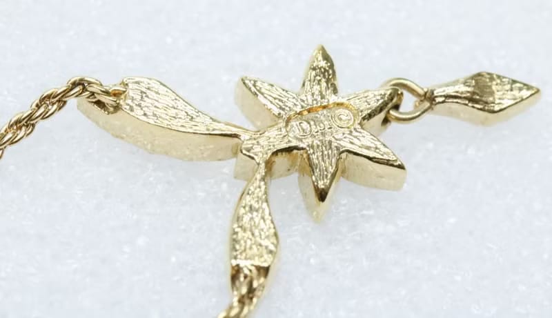 Dior水鑽六角星金色復古vintage頸鏈