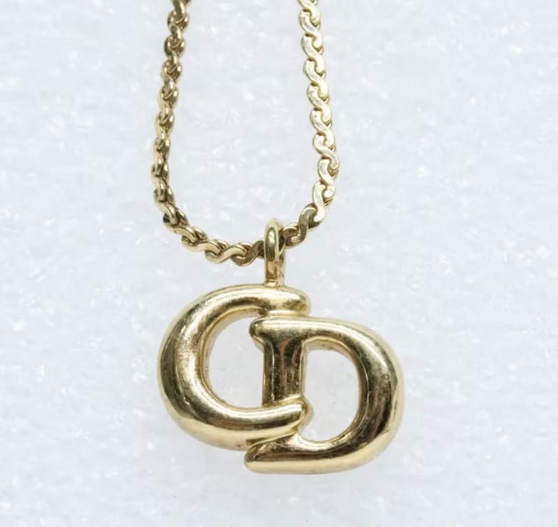 Dior簡約金色Logo復古vintage頸鏈