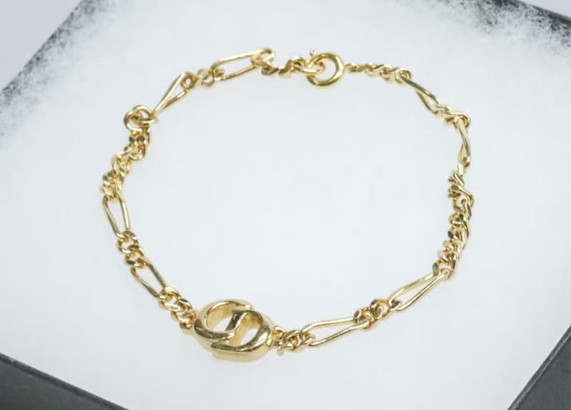 Dior簡約金色Logo復古vintage手鏈