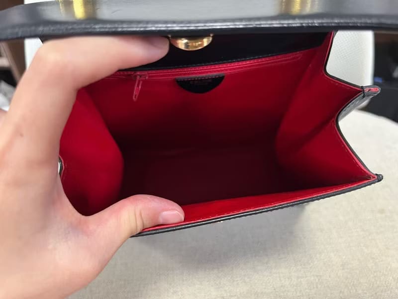 Rare second-hand Celine double gold planet black leather handbag