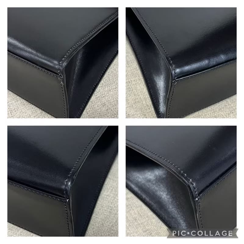 稀有中古二手Celine雙金星球黑色皮革手提包