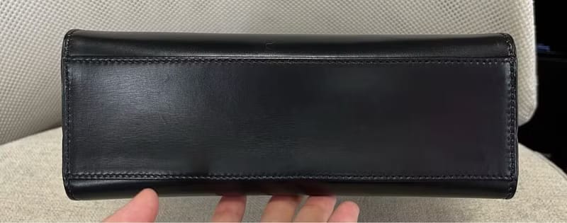 Rare second-hand Celine double gold planet black leather handbag