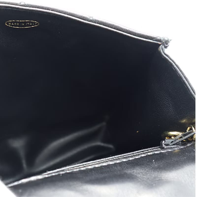 Rare second-hand Chanel black rotating gold buckle saddle shoulder bag/crossbody bag/side bag