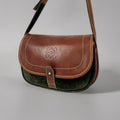Rare second-hand Loewe coffee and green saddle shoulder bag/crossbody bag/shoulder bag