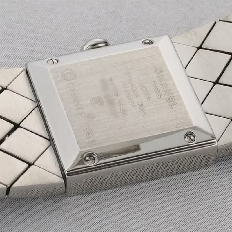 稀有中古二手Chanel Metalaase黑銀色石英古董錶金屬帶女裝手腕錶