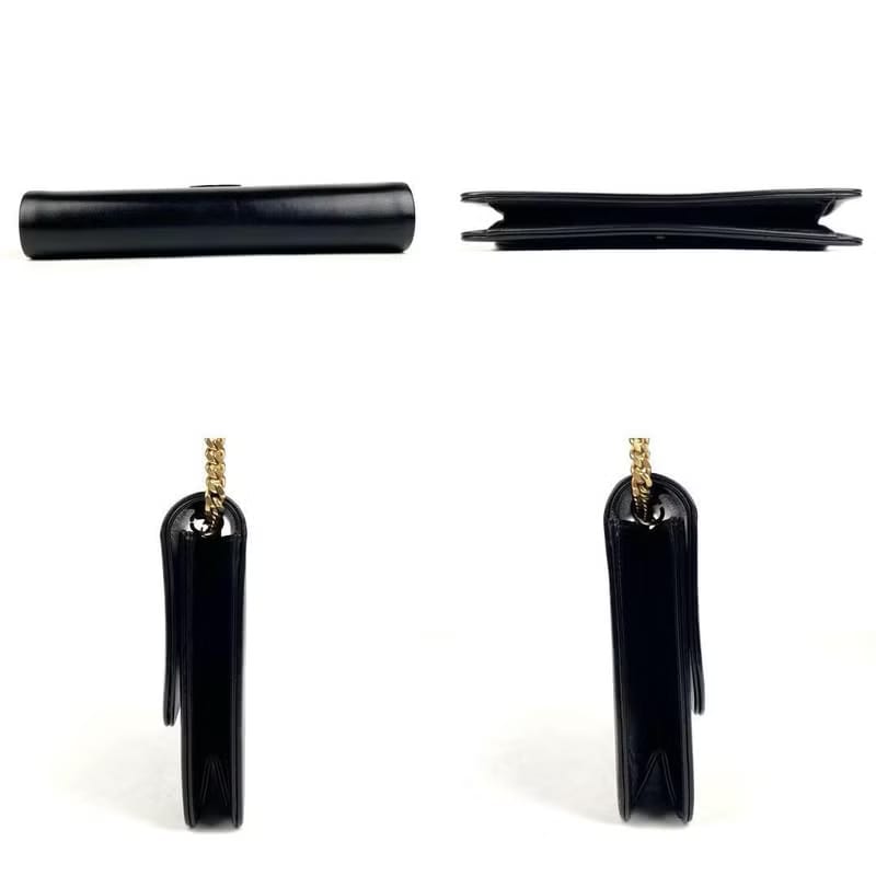 中古二手Dior黑色金扣皮革兩用金鏈子腋下小古董單肩包/側背包