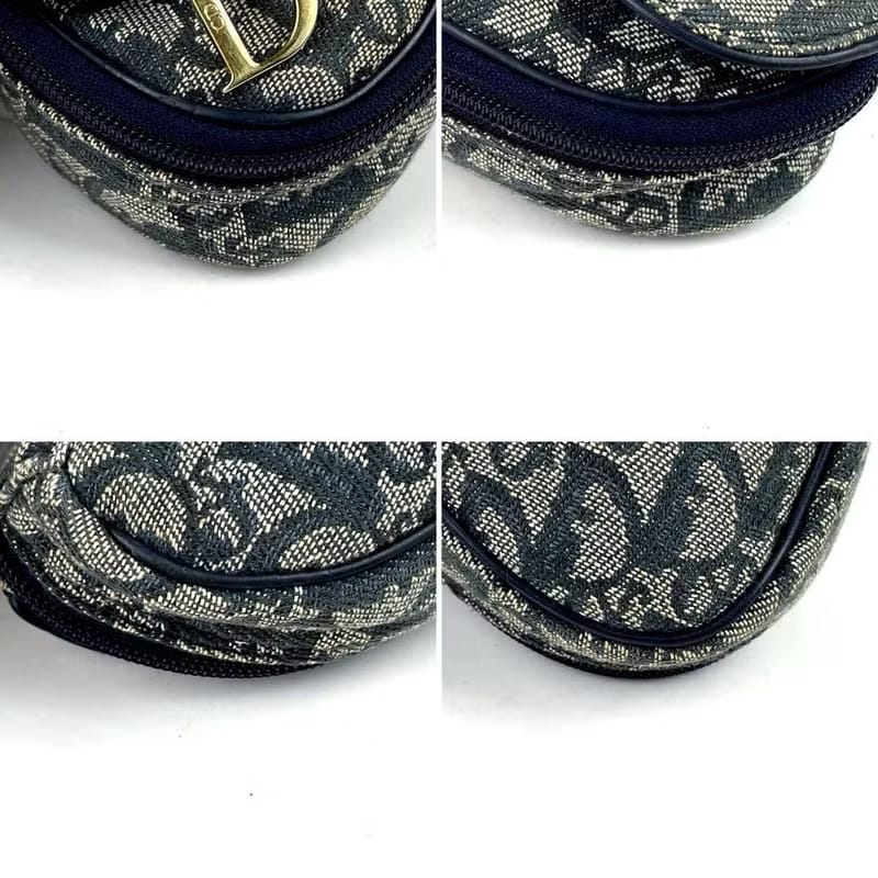 Dior dark blue old flower armpit shoulder bag/side bag/crossbody bag/handbag