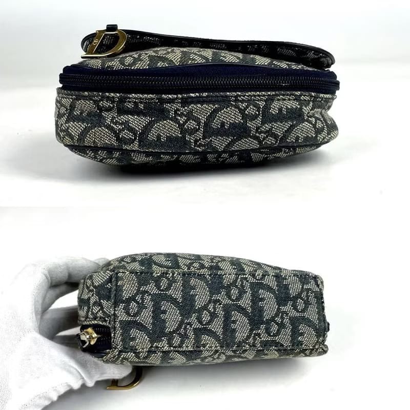 Dior dark blue old flower armpit shoulder bag/side bag/crossbody bag/handbag