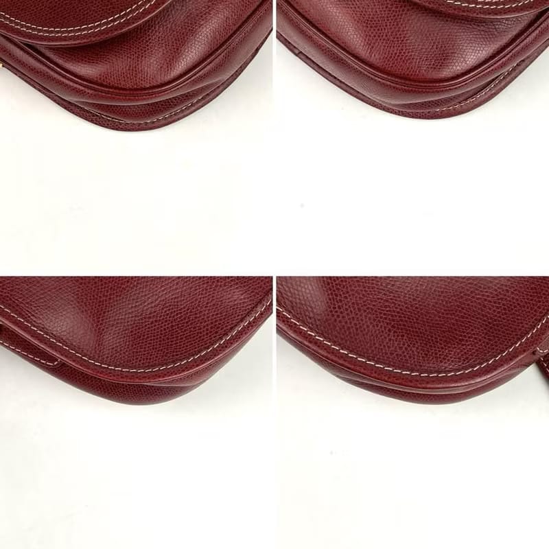 稀有中古二手Loewe金扣酒紅色馬鞍古董側背包/單肩包