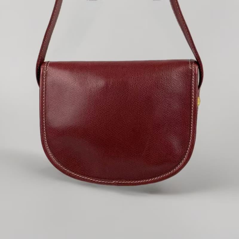 稀有中古二手Loewe金扣酒紅色馬鞍古董側背包/單肩包