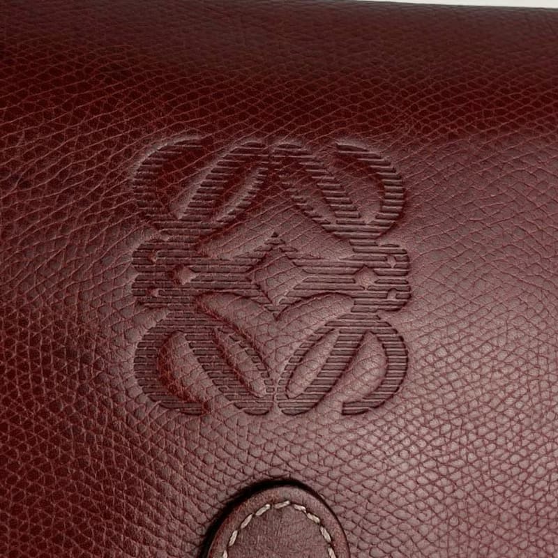 稀有中古二手Loewe金扣酒紅色馬鞍古董側背包/單肩包