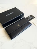Chanel Black Caviar Leather Long Wallet/Wallet/Purse