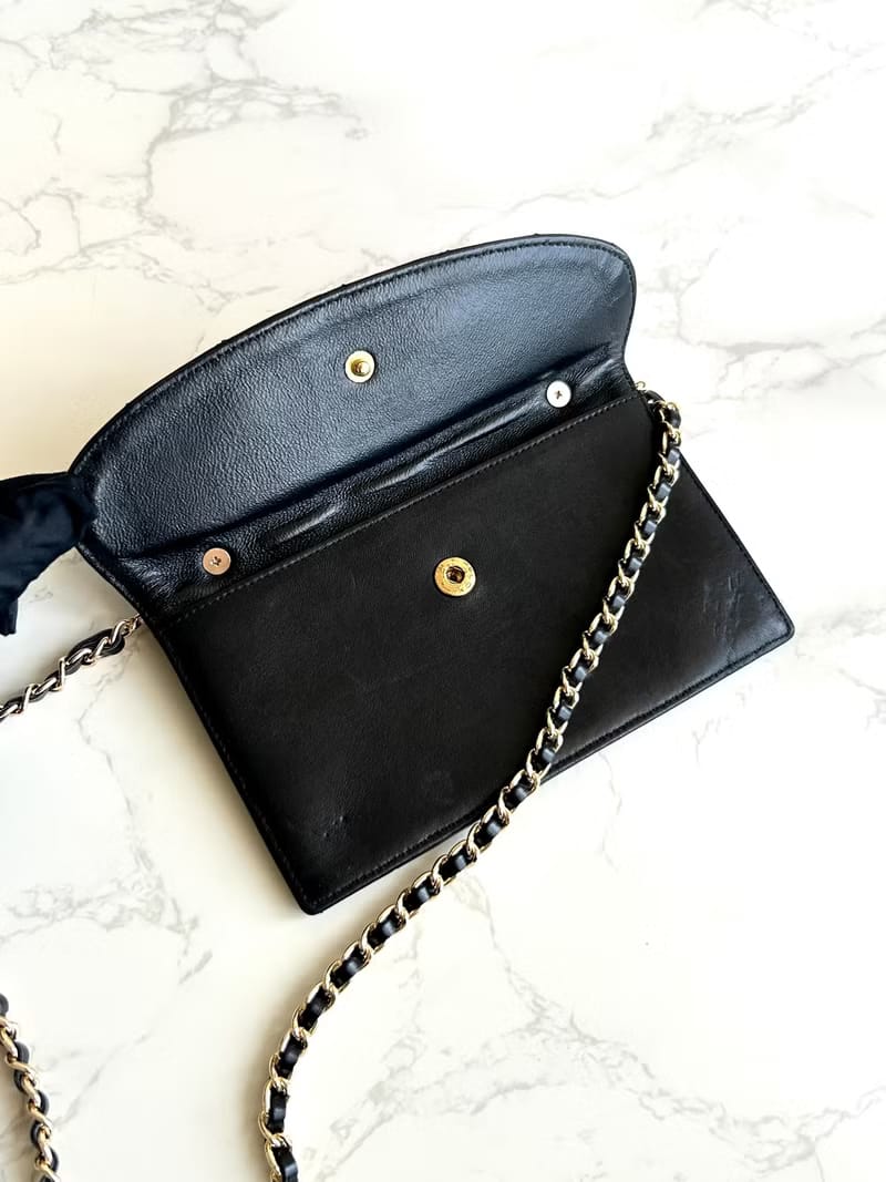 Chanel Black and Gold Matelassé Lambskin Two-Way Bag/Long Wallet/Crossbody Bag/Shoulder Bag