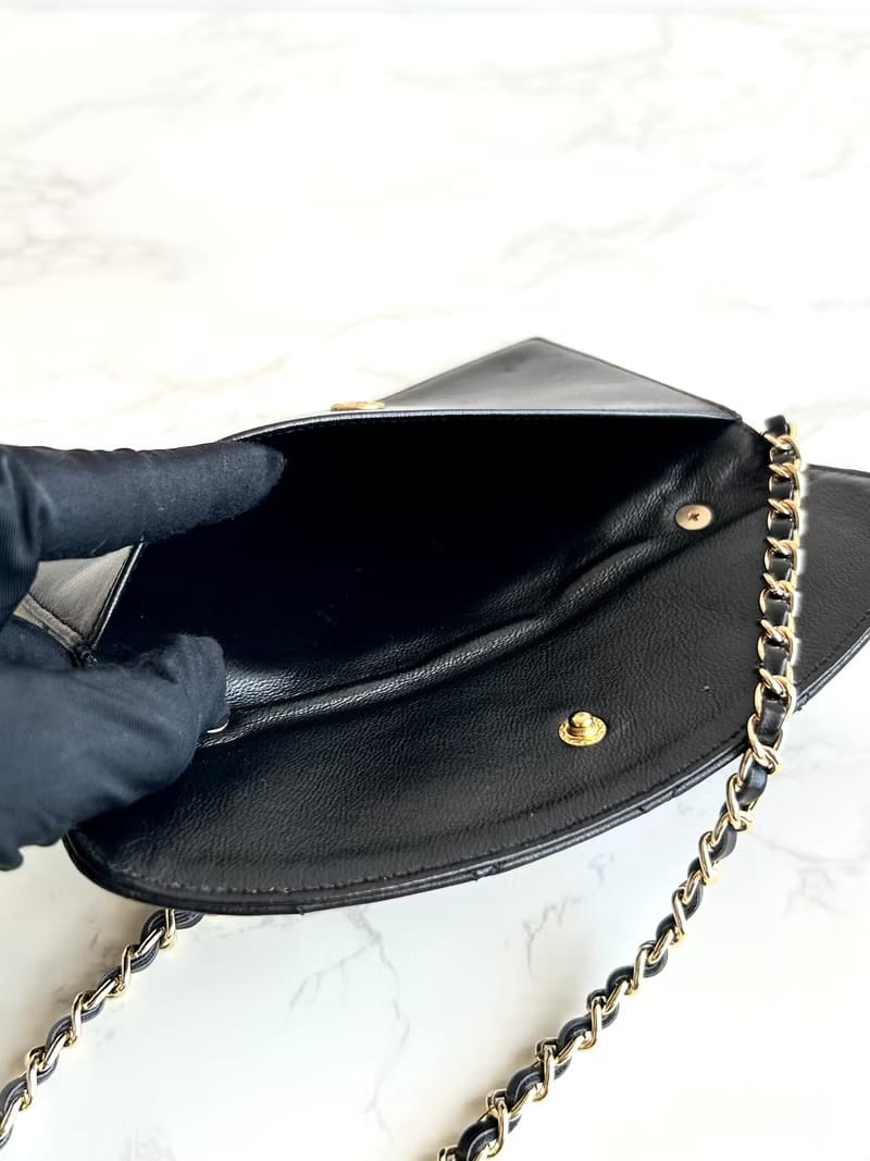 Chanel Black and Gold Matelassé Lambskin Two-Way Bag/Long Wallet/Crossbody Bag/Shoulder Bag