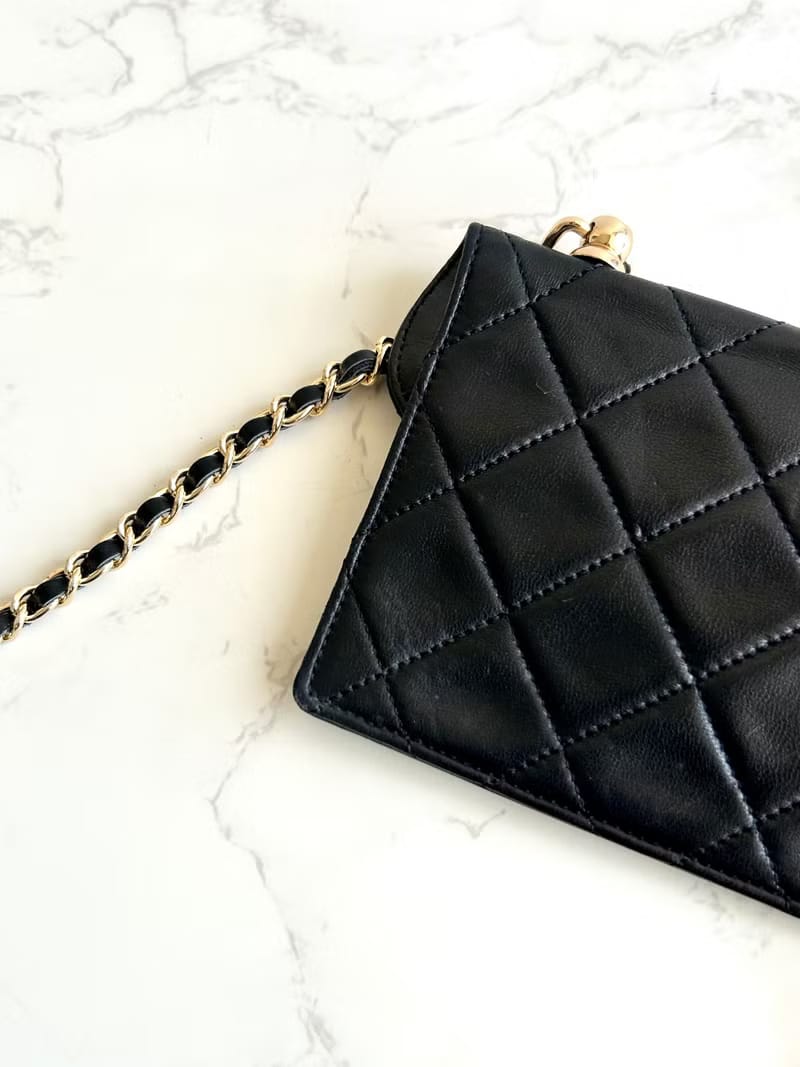 Chanel Black and Gold Matelassé Lambskin Two-Way Bag/Long Wallet/Crossbody Bag/Shoulder Bag
