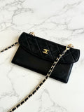Chanel Black and Gold Matelassé Lambskin Two-Way Bag/Long Wallet/Crossbody Bag/Shoulder Bag