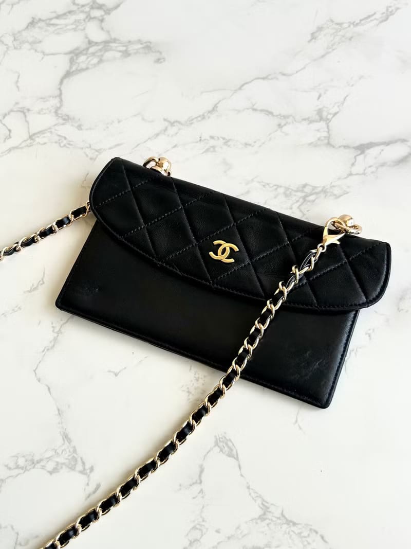 Chanel Black and Gold Matelassé Lambskin Two-Way Bag/Long Wallet/Crossbody Bag/Shoulder Bag