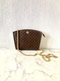 CELINE rare shell-shaped coffee-colored old flower small bag/side backpack