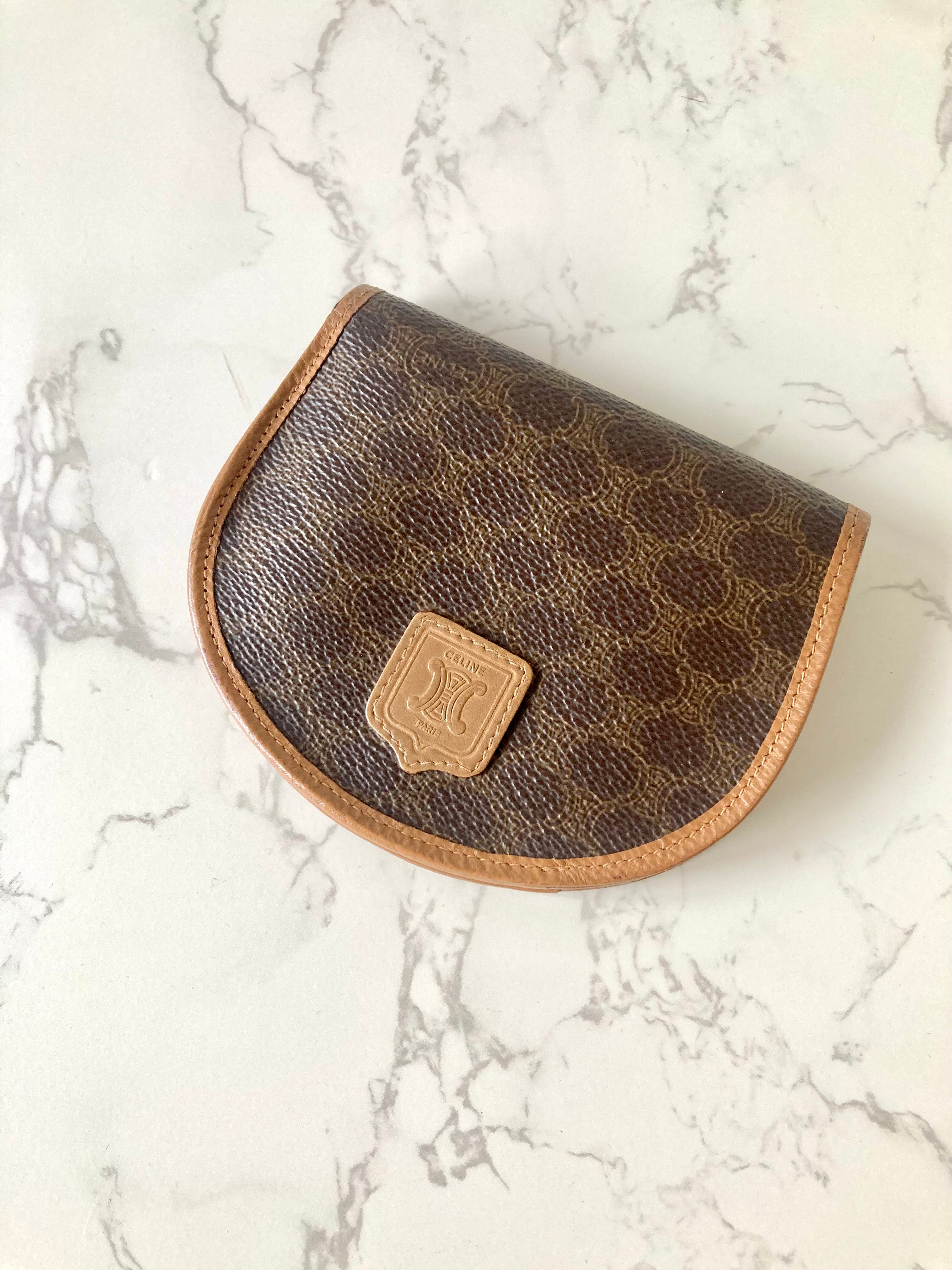 CELINE Rare Shell Shaped Brown Macadam Monogram Compact Wallet