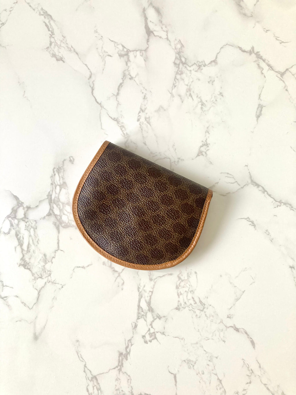 CELINE Rare Shell Shaped Brown Macadam Monogram Compact Wallet