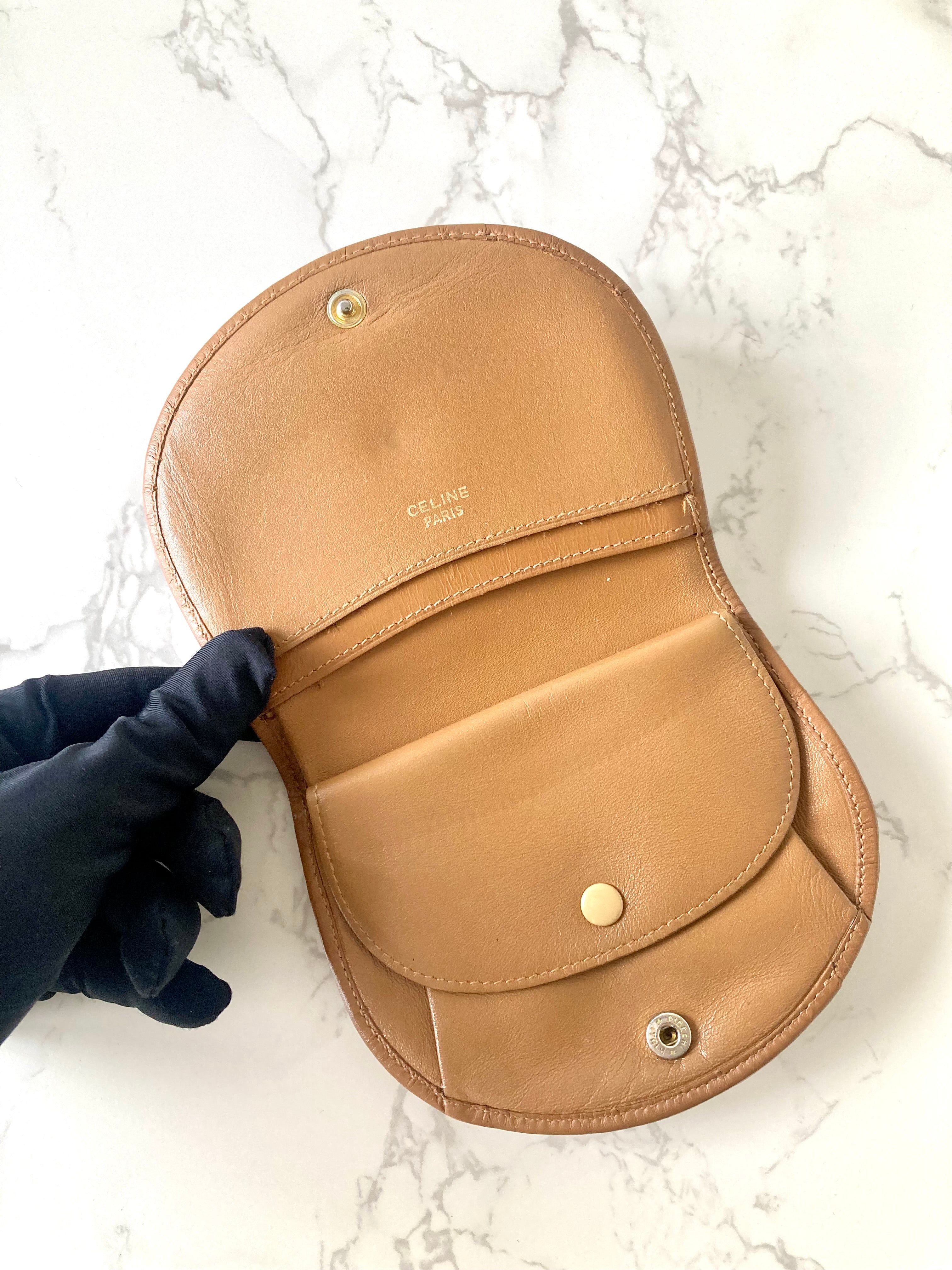 CELINE Rare Shell Shaped Brown Macadam Monogram Compact Wallet